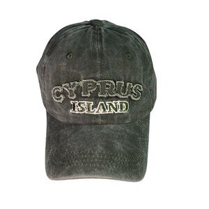 Cyprus Island NEW Distressed 6 Panel Cotton Blend Caps Adjustable Olive Embroide